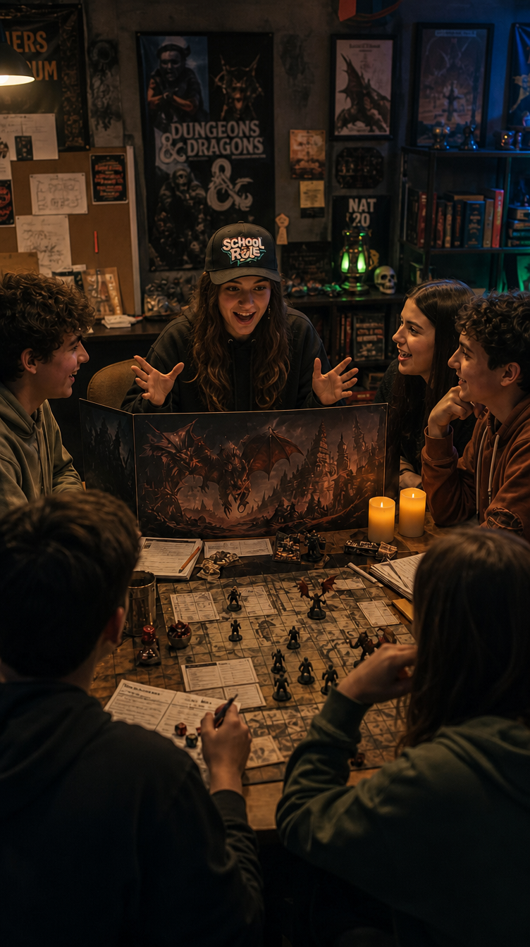Una joven dirige una partida de D&D como Dungeon Master